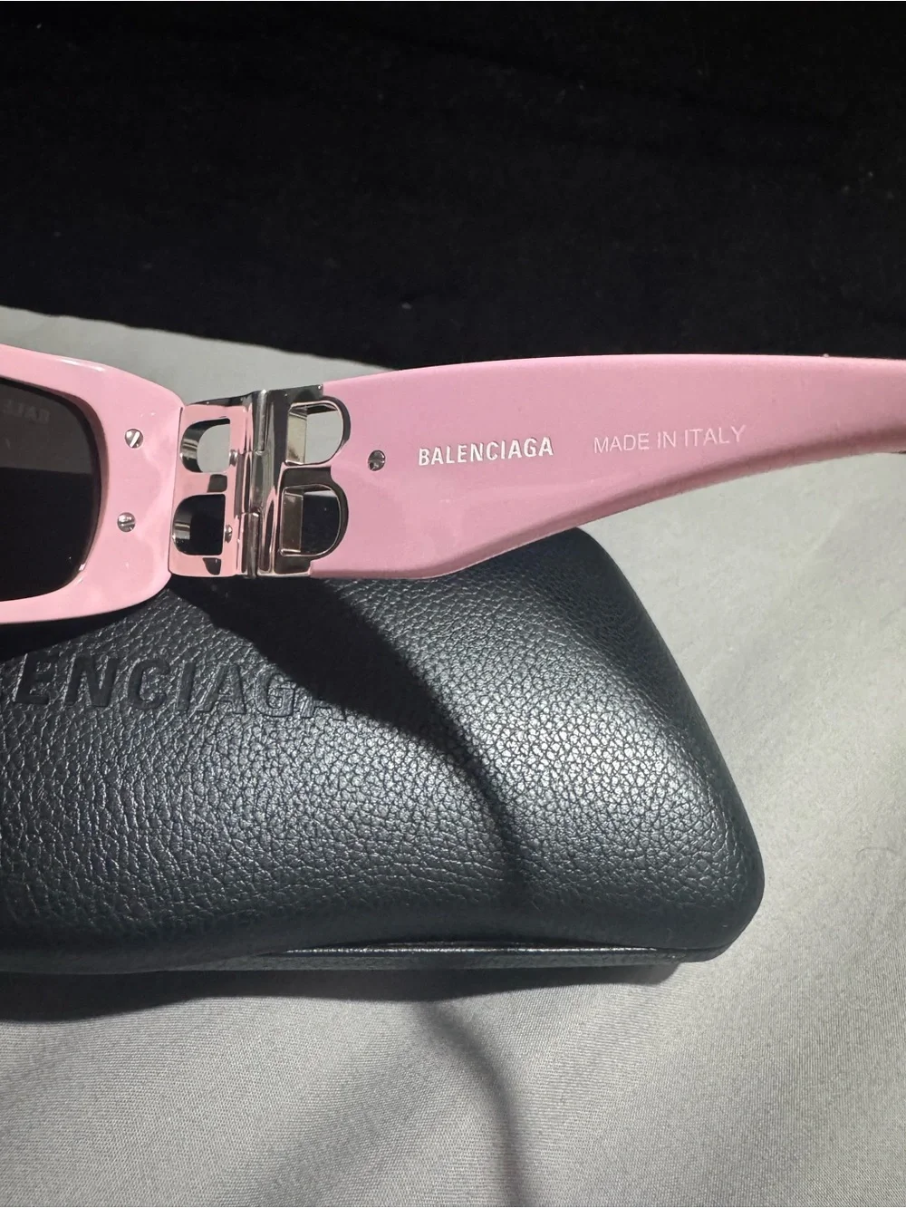 Balenciaga Pink Narrow Oval Women's Sunglasses with Silver Temple Accents